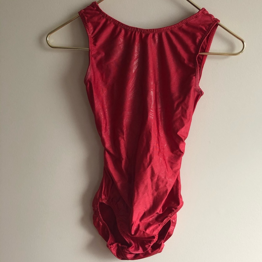 Red gymnastics leotard